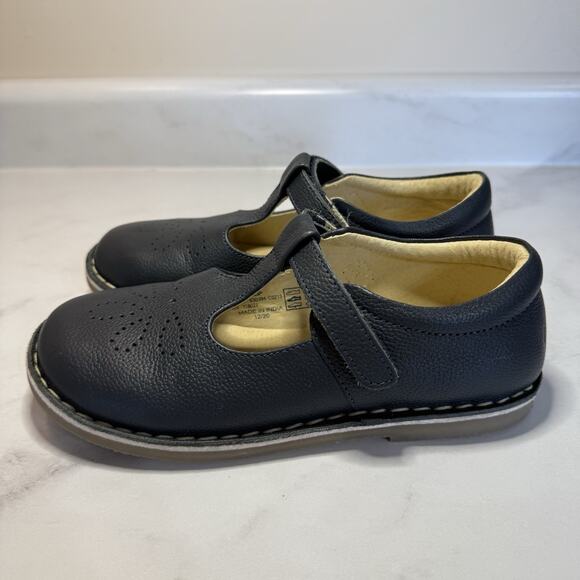 Mini Boden LEATHER T-BAR FLATS Girl’s EU 36 US 4 Navy Hook & Loop Maryjane Shoes - Picture 2 of 12